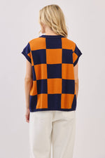 Checkered Knit Sleeveless Top
