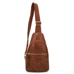 Jane Hibiscus Sling Bag, Vintage Tooled Vegan Leather Bag