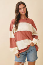 Oversized Color Block Long Sleeve Pullover