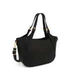 ELAINE  SATCHEL WITH LEOPARD PRINT ACCENT IN BUCKLED HANDLE