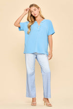 Button Down Waffle Knit Top