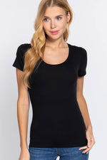 Short Sleeve Scoop Neck Cotton Jersey Top