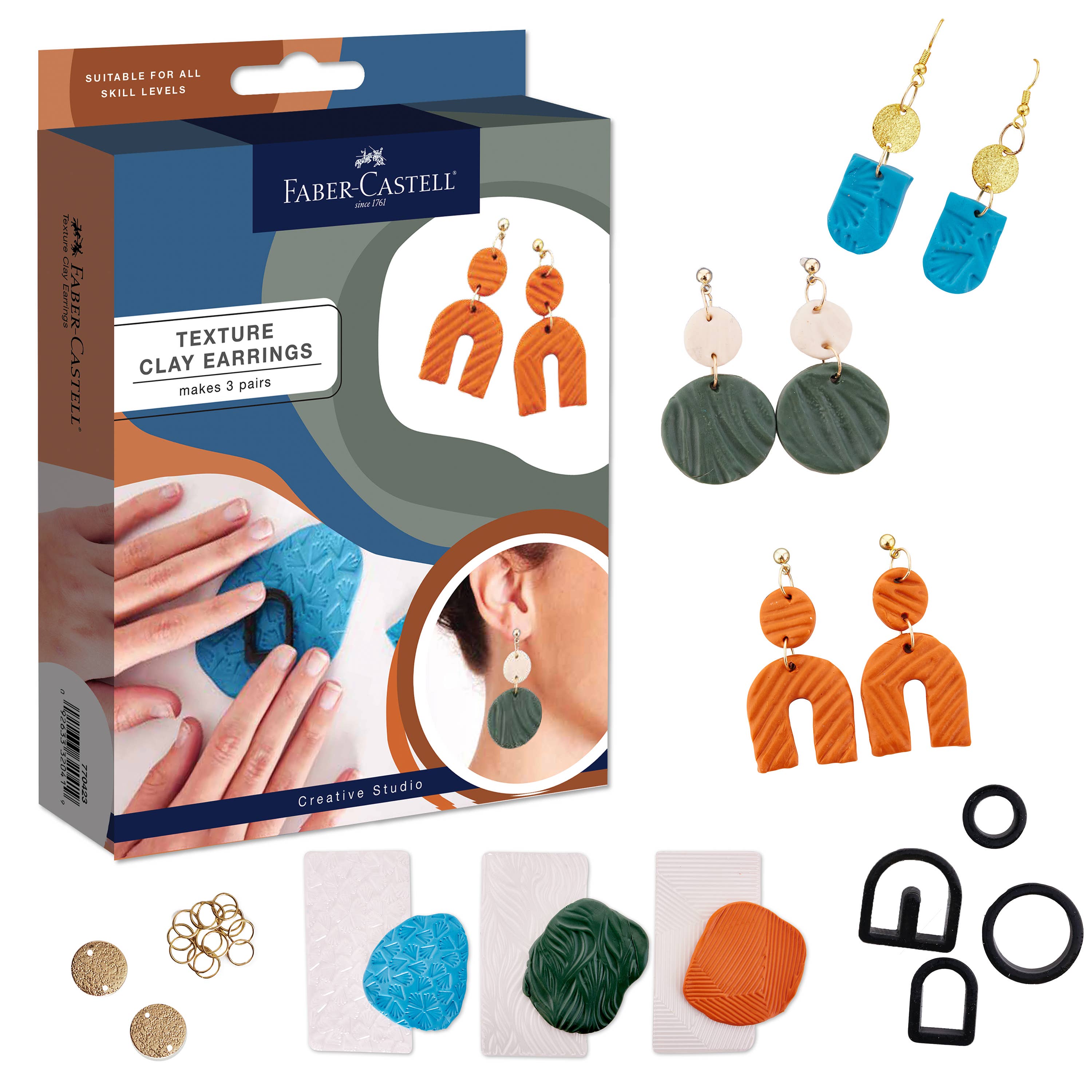 Texture Clay Earrings - Adult Craft Kit Makes 3 Pairs