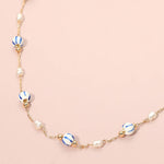 Ceramic Ball Pearl Link Chain Necklace