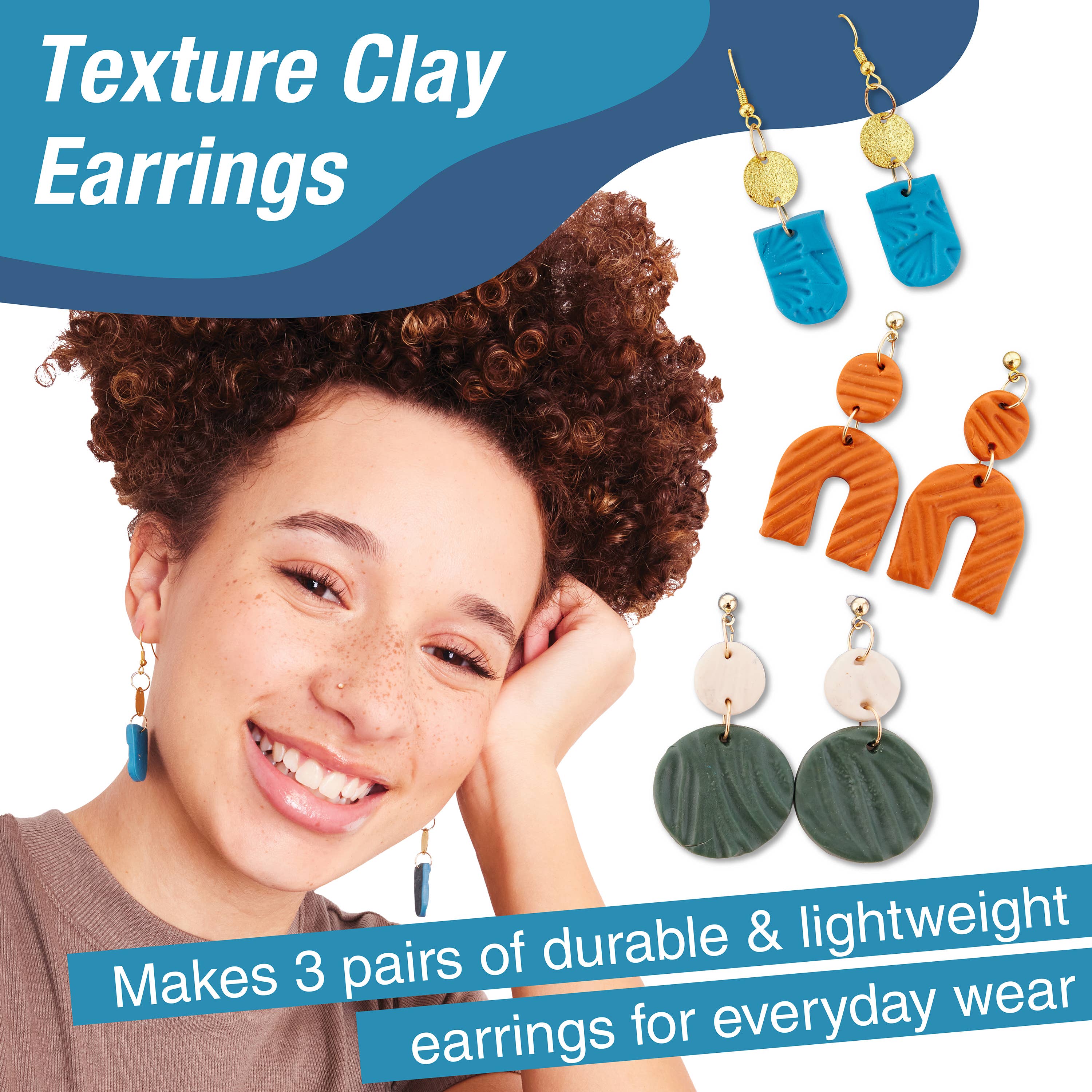 Texture Clay Earrings - Adult Craft Kit Makes 3 Pairs