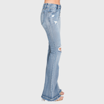 Petra MID RISE STRETCH FLARE JEAN WITH FRAYED TROUSER HEM