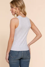 Sleeveless Crew Neck Rib Knit Top