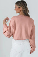 Blossom Big Flower Accent Bubble Sleeve Drop Shoulder Sweater