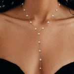 18K STAINLESS STEEL TARNISH FREE PEARL Y NECKLACE | 40NK9613