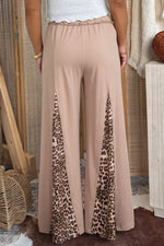 Mineral Wash Leopard Patchwork Wide Leg Pants