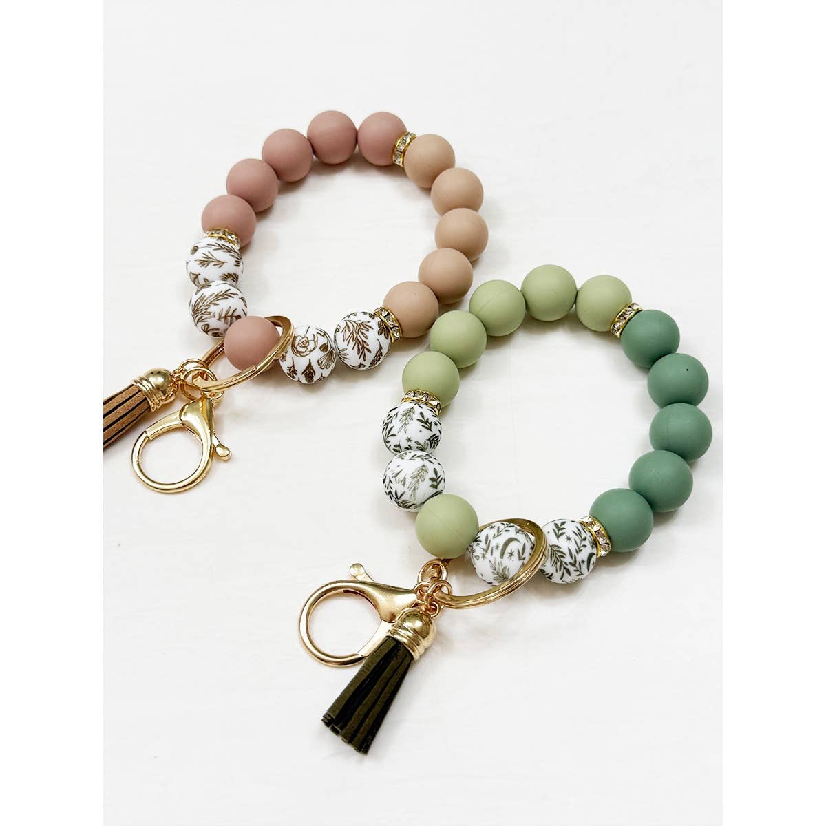 Beaded Keychain Wristlet Key Ring Bracelet