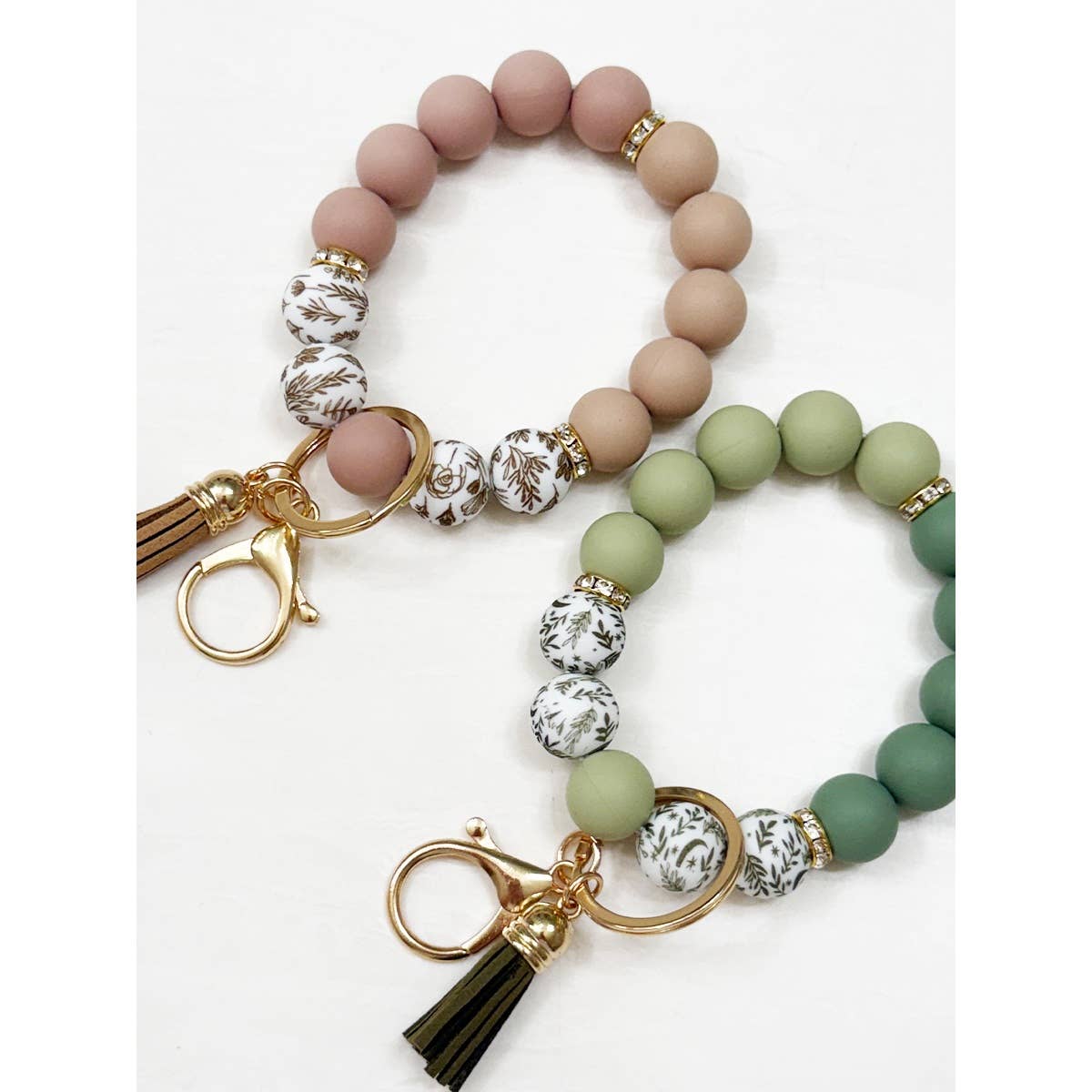 Beaded Keychain Wristlet Key Ring Bracelet