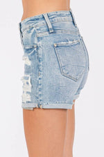 P1338R-LA HIGH RISE PATCHED SHORTS W/ CUFFED HEM