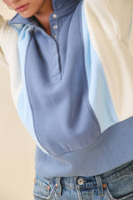 9161HK Collared Colorblock Henley Pullover Sweatshirt